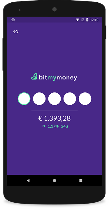 bitmymoney app - pincode scherm