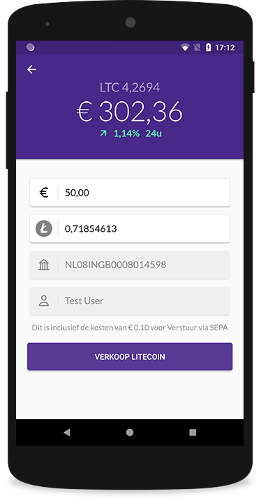 bitmymoney app - verkoop scherm