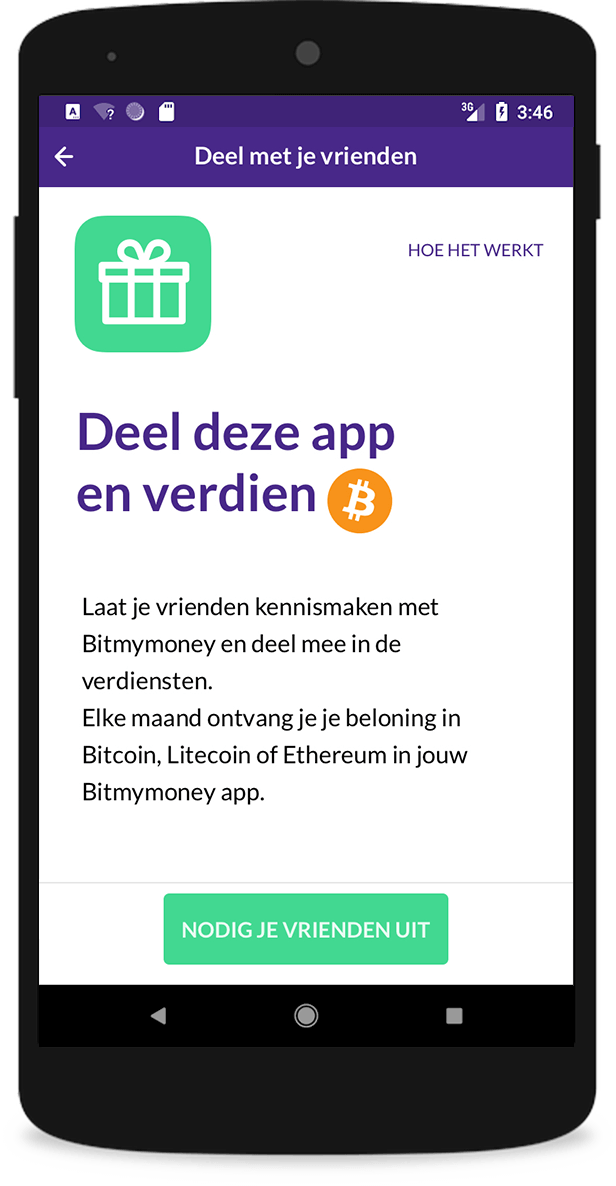 bitmymoney app - referral scherm