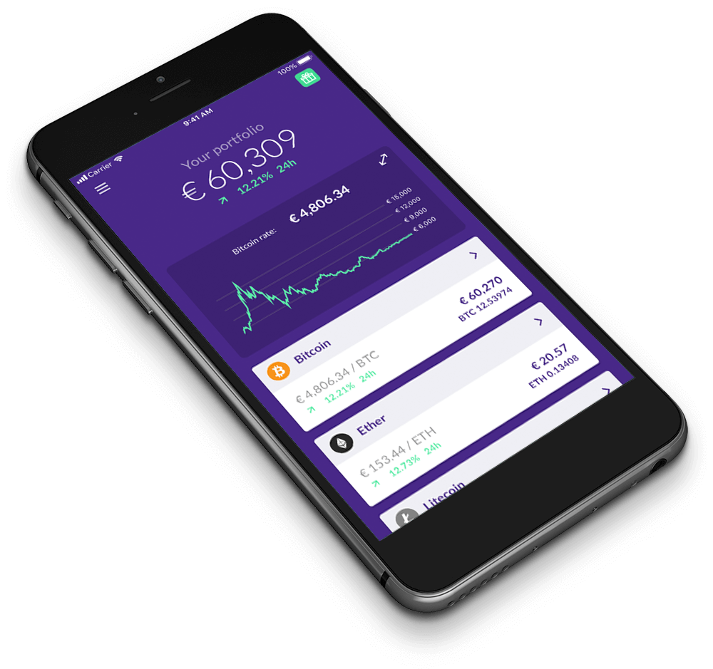bitmymoney app - portfolio scherm